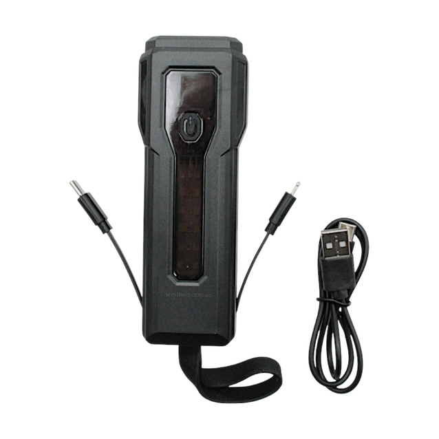 Фара Power bank (5000mAH) Z828-2x3W+COB, габаритне світло,Type-C (чорний) фото westvelo.com