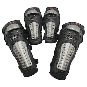 Мотозахист наколінники + налокітники "PRO X" P01, сталь, хром
