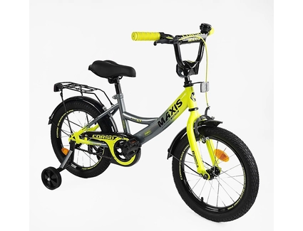 Дитячий велосипед 20 ST Corso «MAXIS» CL-20158 сіро-жовтий, ручне гальмо, дзвіночок, сидіння з ручкою, додаткові колеса