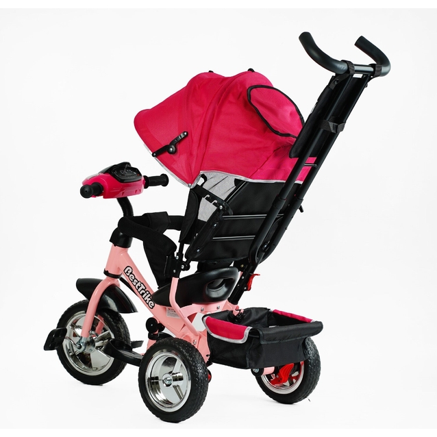 Дитячий велосипед 3-х колісний з батьківською ручкою, з дашком, колеса - EVA (піна) Best Trike 6588/63-768 рожевий фото westvelo.com