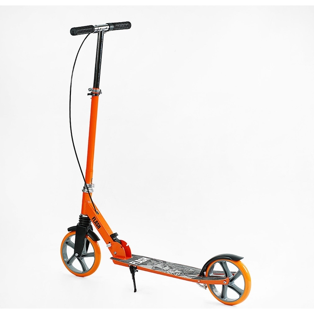 Самокат дитячий 2-х колісний, PU Best Scooter «FLASH» FL-80811 помаранчевий, Ø200mm, ручне гальмо, 1 амортизатор передній фото westvelo.com