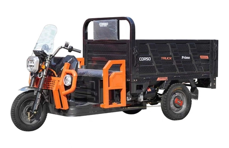 Трицикл РОЗІБРАНИЙ вантажний Corso «TRUCK PRIME» PM-632199, двигун 2500W, акумулятор 72V 58Ah графен, 7МІСЦЬ+2акум, гідравл підйом кузова колеса 12"