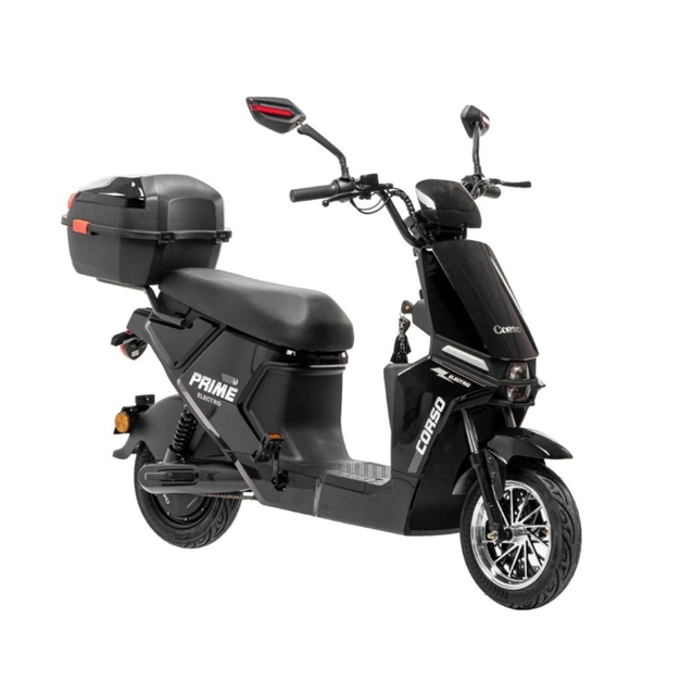 Електроскутер Corso «PRIME» PM-92116, двигун 1000W, акумулятор 60V/20Ah свинцево-кислотний, чорний + 1 ящик. акум, колеса 10" фото westvelo.com
