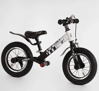 Велобіг 12 Corso надувні колеса, сталева рама «SKIP JACK» 11057 ручне гальмо, з амортизатором, чорно-білий