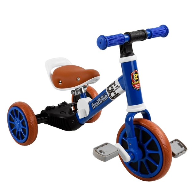Дитячий велосипед 3-х колісний 2в1, колеса - EVA (піна) BestTrike 96021 синьо-біло-коричневий фото westvelo.com