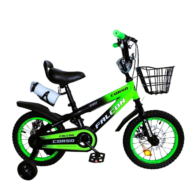 Дитячий велосипед 14 ST Corso «FALCON» FC-14654, дискові гальма, салатовий фото westvelo.com