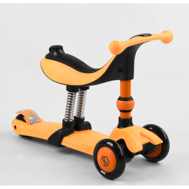 Самокат 3в1 Best Scooter 50584 колеса PU 120х80mm зі світлом, сидіння, амортизатори, батьківська ручка, помаранчевий фото westvelo.com