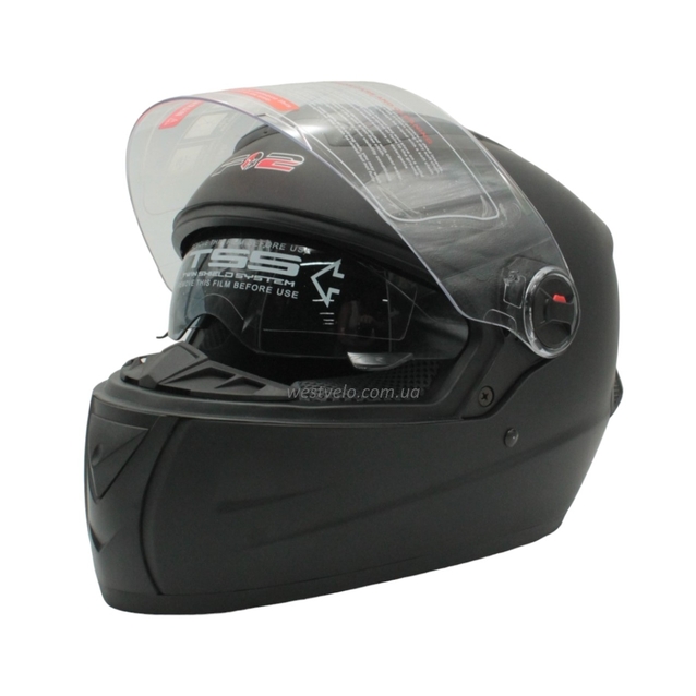 Мото шолом, закритий (S 55-56) F2 М61 чорний, матовий з відкидними окулярами фото westvelo.com