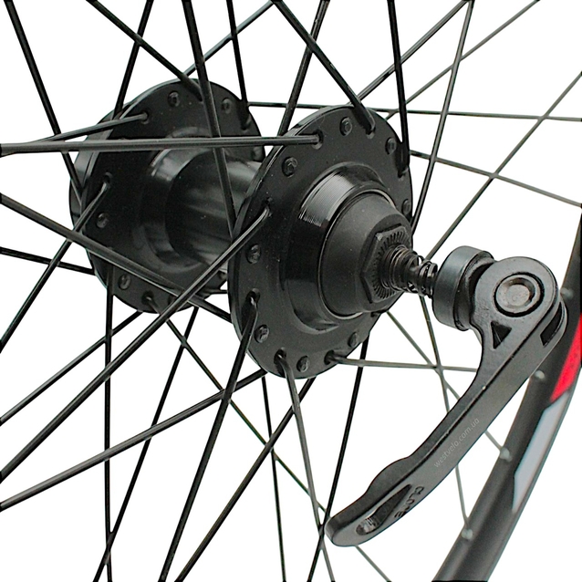 Колесо 27,5 перед, обід 2-ний чорний дисковий, втулка AL. NECO MS37F, диск 6 болтів,ексцентрик, чорна спиця фото westvelo.com