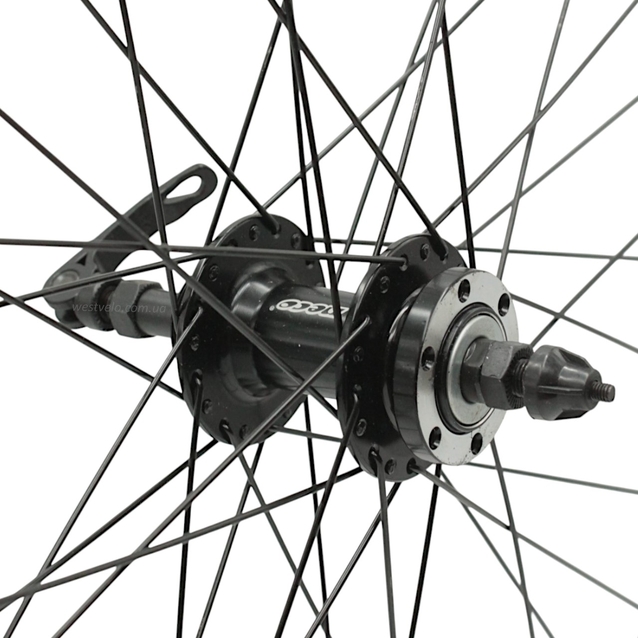 Колесо 28-29 зад, обід 2-ний чорний, втулка AL. NECO MS31F, диск 6 болтів,ексцентрик, чорна спиця фото westvelo.com