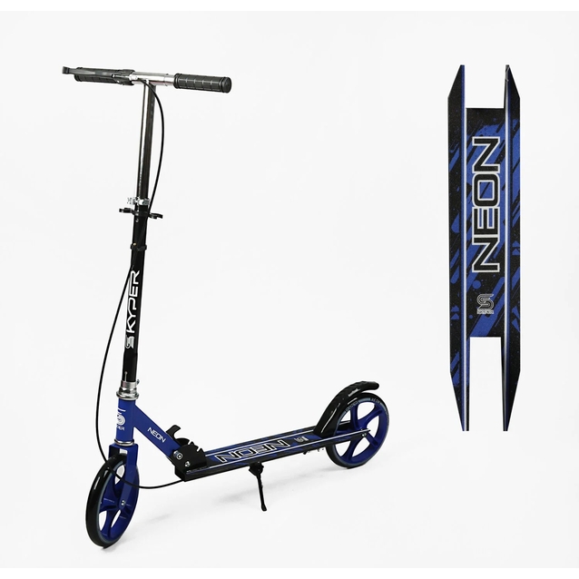 Самокат дитячий 2-х колісний, PU Skyper «NEON» N-43670 синій, Ø200mm, ST, ручне гальмо фото westvelo.com