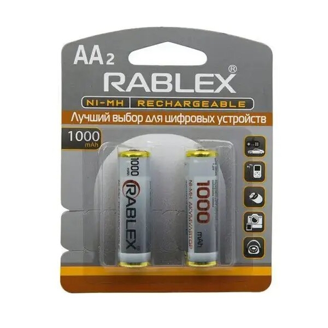 Батарейки акумуляторні Rablex HR06 1000mAh АА (2шт.) фото westvelo.com