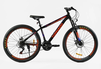 Велосипед 27.5 ST Corso «TORNADO» TR-27029 сталь 15.5", (к-т SHIMANO) чорно-помаранчевий