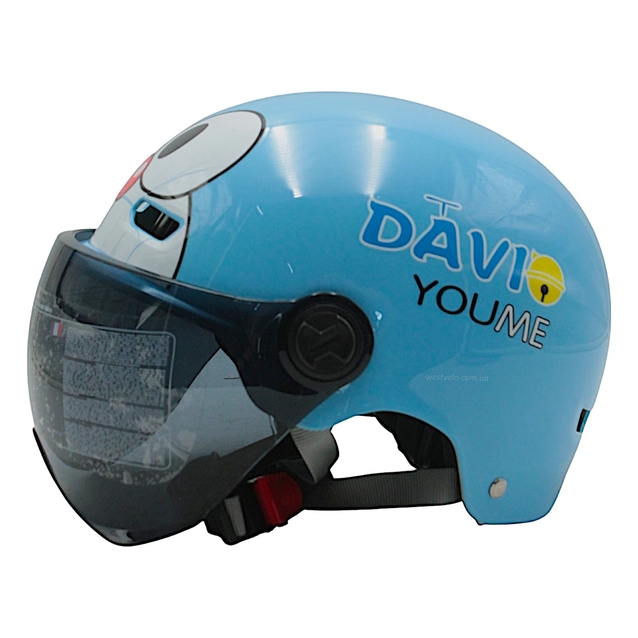 Мото шолом підлітковий, відкритий (M‑XL) "DAVID" 315A, синій глянцевий (ABS) фото westvelo.com