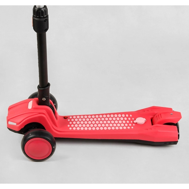 Самокат дитячий 3-х колісний, Best Scooter LT-11746 рожевий, колеса PU Ø120mm/90mm, пластмасовий, світло, звук машини, дим, складне кермо фото westvelo.com