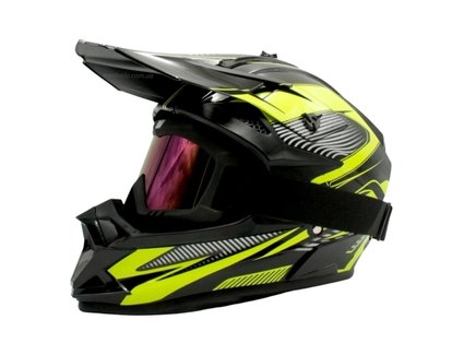 Шолом, закритий крос/ендуро (S) DOT/АТV EDX 024 чорно-жовтий глянець + окуляри