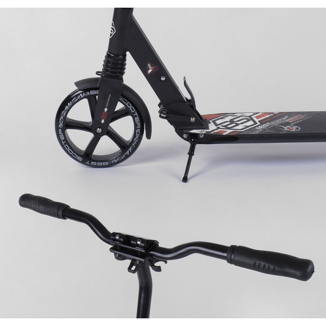 Самокат дитячий 2-х колісний, PU Best Scooter 54394 чорно-помаранчевий , Ø200mm, AL, 2 амортизатора фото westvelo.com