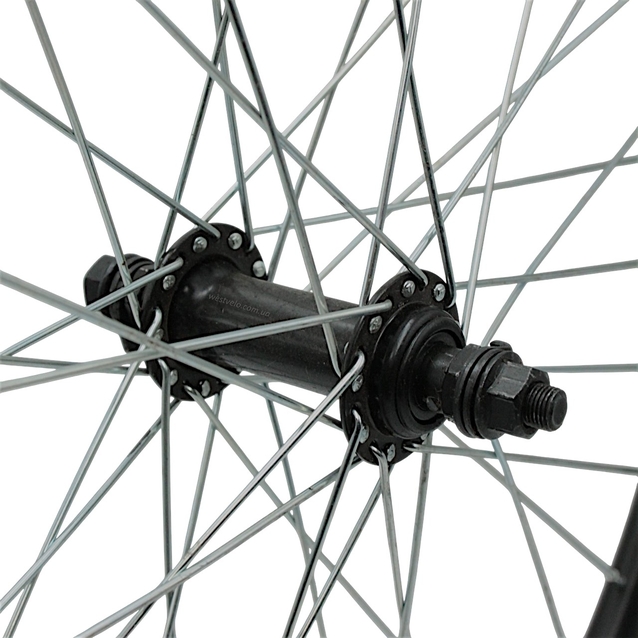 Колесо 24 перед, обід 2-ний чорний, втулка М чорна на віночках + камера і шипована покришка 24-2.125 фото westvelo.com