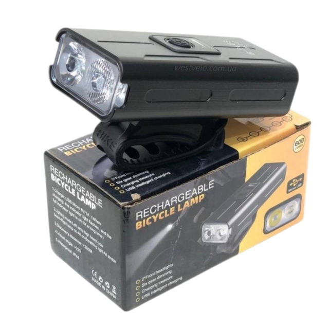 Фара usb BK 041 LED з акумулятором + Power Bank (6 functions) фото westvelo.com