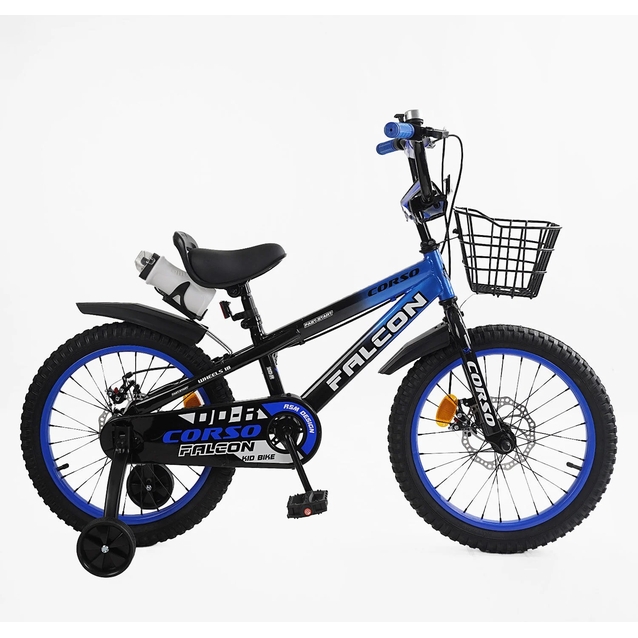 Дитячий велосипед 18 ST Corso «FALCON» FL-18020 дискові гальма, чорно-синій фото westvelo.com