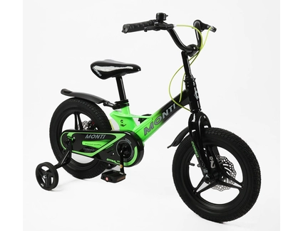Дитячий велосипед 14 MG Corso «MONTI» MT-14113, магнієва рама, чорно-салатовий