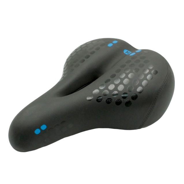 Сідло на демпферах з отвором AVANTI A-129, чорне м'яке + мигалка на батарейках фото westvelo.com