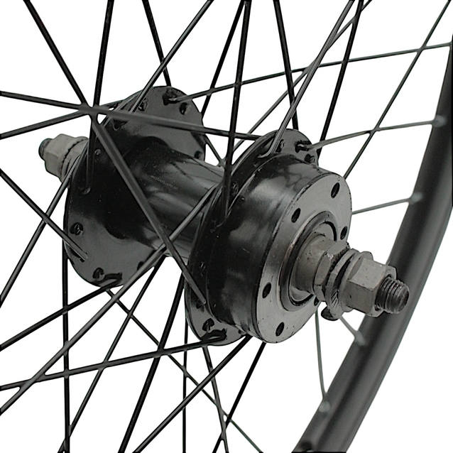 Колесо 22 перед, обід 2-ний чорний дисковий,втулка М на віночках, диск 6 болтів, чорна спиця (AL-22633 D) з фліпером фото westvelo.com