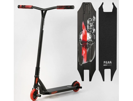 Самокат трюковий Best Scooter «FEAR» МТ-50599 чорно-червоний, SCS-система, пеги, AL диск та дека, колеса PU Ø115mm, ширина керма - 58 см