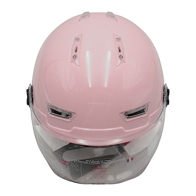 Мото шолом, відкритий (M-XL) "DAVID" D316, рожевий, глянцевий (ABS) фото westvelo.com