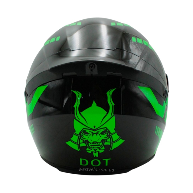 Мото шолом, закритий (L) QIKE Dot "216" чорно-зелений, глянцевий фото westvelo.com