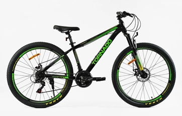 Велосипед 27.5 ST Corso «TORNADO» TR-27257 сталь 15,5", (к-т SHIMANO) чорно-салатовий