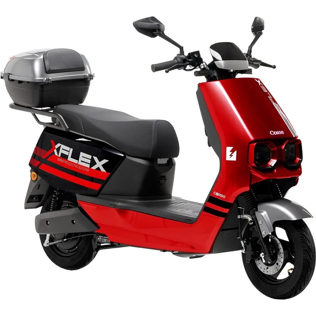 Електроскутер Corso «FLEX» FL-977328 двигун 1500W, акумулятор графеновий 72V/35Ah, червоний, колеса 10" + 1 ящик. акум фото westvelo.com