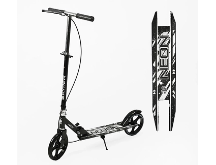 Самокат дитячий 2-х колісний, PU Skyper «NEON» N-93744 чорно-білий, Ø200mm, ST, ручне гальмо