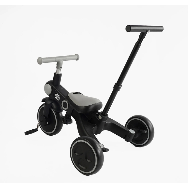 Дитячий велосипед-трансформер 3-х колісний з батьківською ручкою, з дашком, колеса - EVA (піна) Best Trike BS-12-411 сірий, складний 4в1, колеса переднє 10``, задні 8` фото westvelo.com