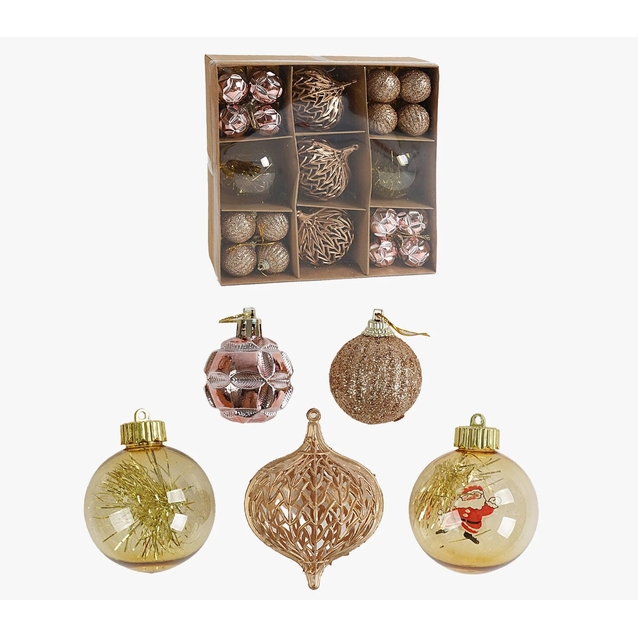 Новорічні прикраси 37 шт, кульки, подарункові коробки, D = 7 і 3.5 см, в коробці (C 67447) фото westvelo.com
