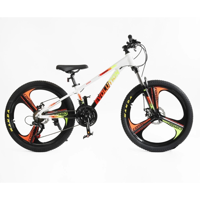 Велосипед 24 AL Corso «EVOLUTION» EV-24416 алюміній 11", (к-т SHIMANO) біло-помаранчевий фото westvelo.com