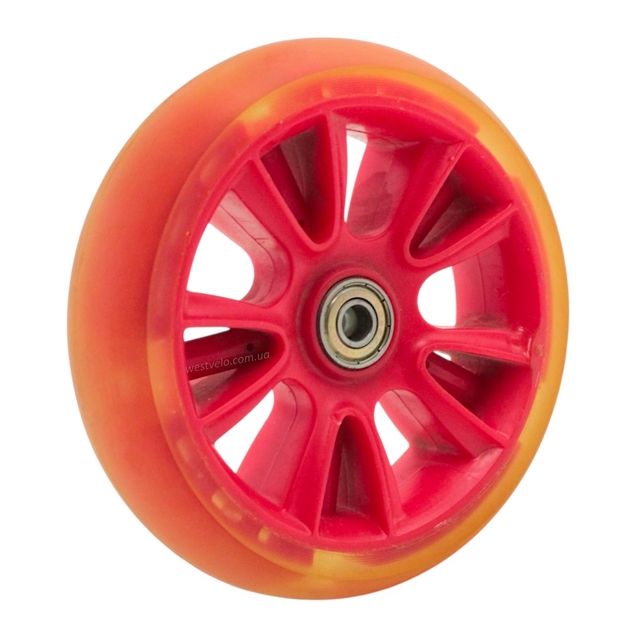 Колесо самоката дитячого поліуретан Ø135мм, діодне, червоний фото westvelo.com