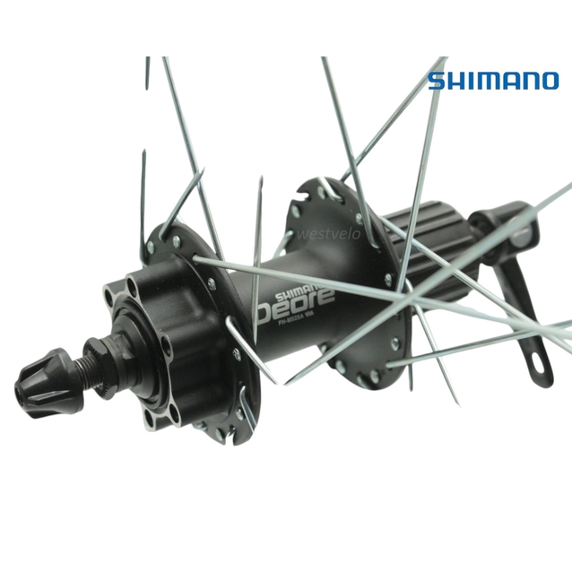 Колесо 28-29 зад, обід 2-ний чорний дисковий, втулка AL SHIMANO DEORE касета (8-10S) на віночках,  диск 6 болтів, ексцентрик фото westvelo.com