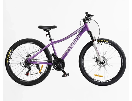 Велосипед 27.5 ST Corso «AMBER» MB-23960 сталь 15", (к-т SHIMANO) фіолетово-білий