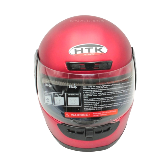 Мото шолом, закритий HTK-221,інтеграл, червоний матовий, з коміром фото westvelo.com