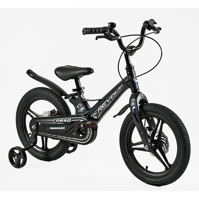 Дитячий велосипед 16 Corso «REVOLT» MG-16301, МАГНІЄВА рама, чорний