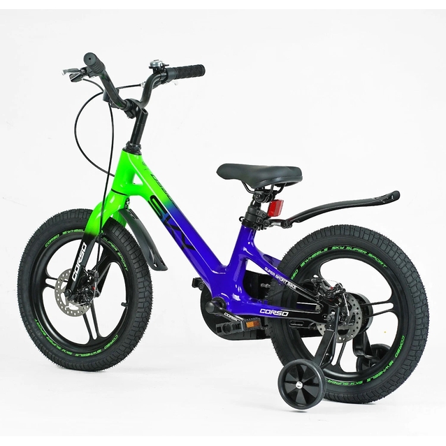 Дитячий велосипед 16 MG Corso «SKY» SK-16365, магнієва рама, синьо-салатовий фото westvelo.com