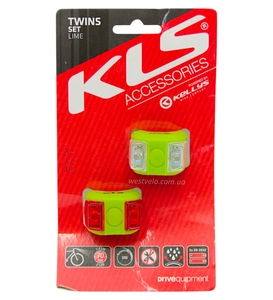 Мигалки на батарейках силікон (перед + зад) KLS Twins (2хCR 2032) зелений
