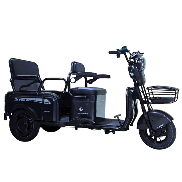 Трицикл Corso «SIG L» SL-080177, двигун 1200W, акумулятор 72V 24Ah літій-залізно-фосфатний, графітовий + 1 ящик. акум, колеса 10" фото westvelo.com