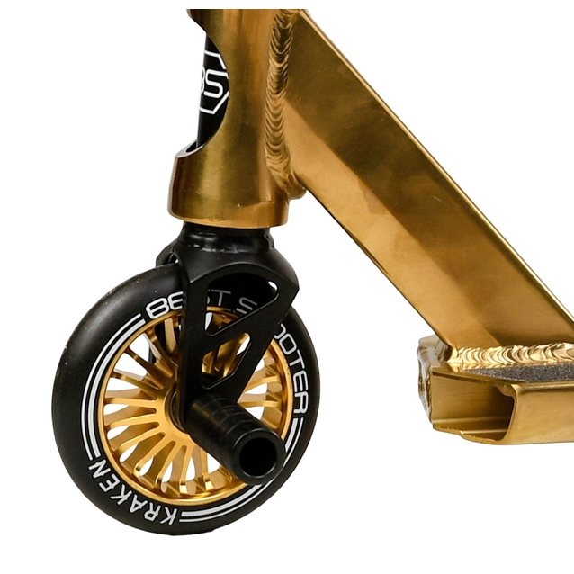 Самокат трюковий Best Scooter «KRAKEN» KR-93091 золотий, HIC-система, пеги, AL диск та дека, колеса PU Ø110mm, ширина керма - 58 см фото westvelo.com