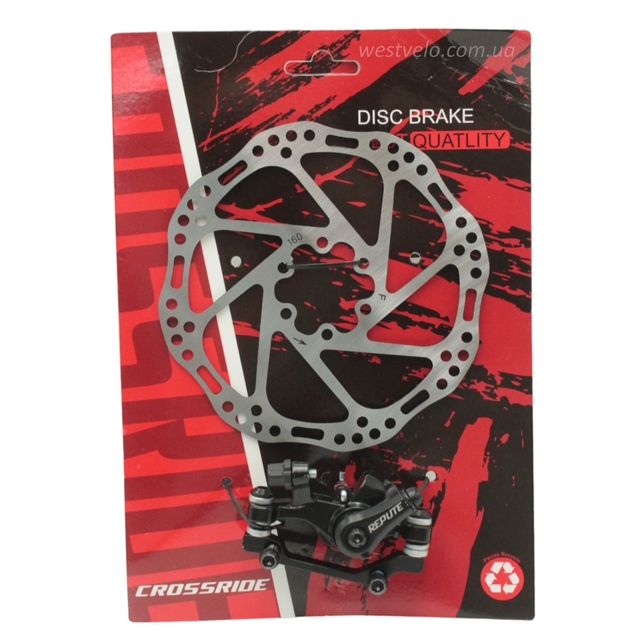 Дискові гальма: (задні) супорт REPUTE DSC310 (CROSSRIDE) F180/R160 + диск 160 + болти фото westvelo.com