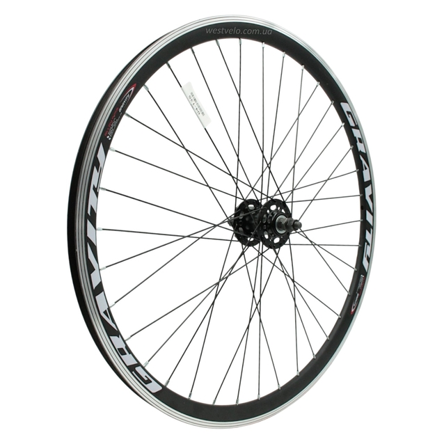 Колесо 26 перед, обід 2-ний чорний, втулка ST. SHUNFENG, диск 6 болтів, чорна спиця фото westvelo.com