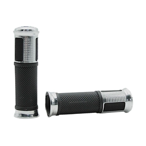 Мото гріпси GJCT з відбійником, нікельні, Гума/Алюміній