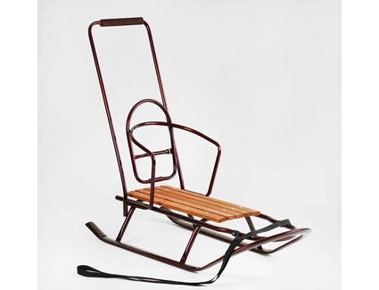 Сани зйомна спинка, з ручкою, плоскі полози, 73466 бордові