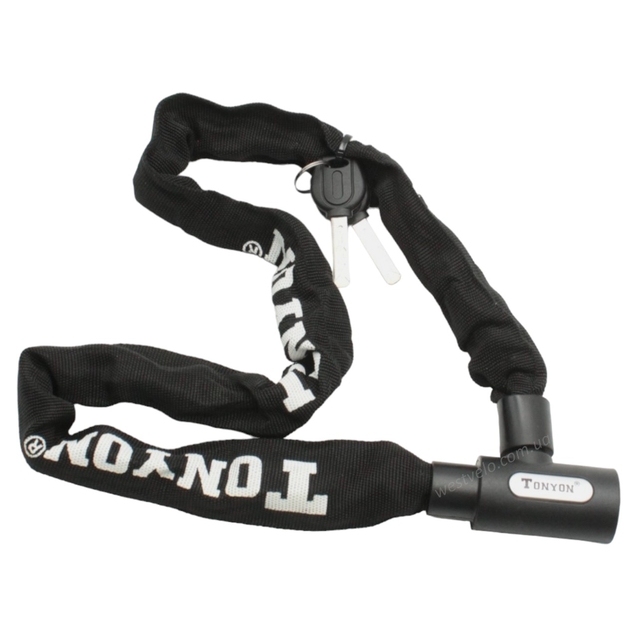 Замок на ключ ланц, TONYON (TY762) Ø6mm L-900mm в чохлі фото westvelo.com